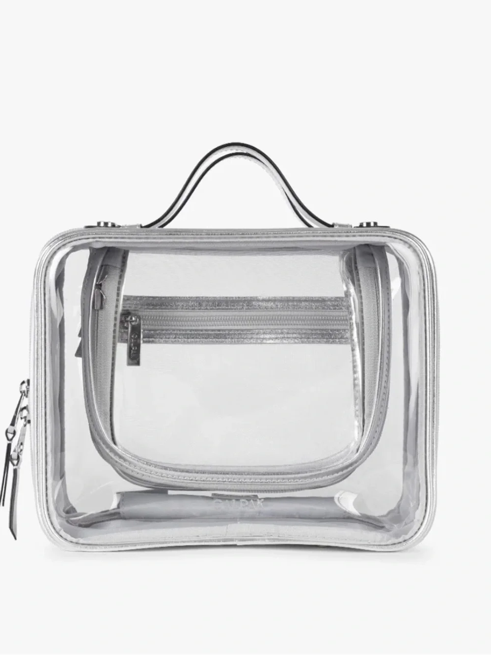 Calpak Silver-Trim Clear Cosmetic Carry Case Medium